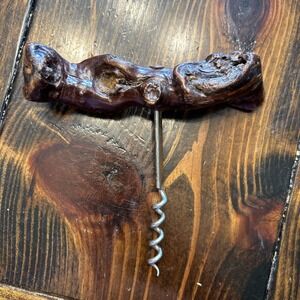 Unique and Unusual Rustic Semi-Varnished Driftwood Corkscrew Handcrafted Vintage